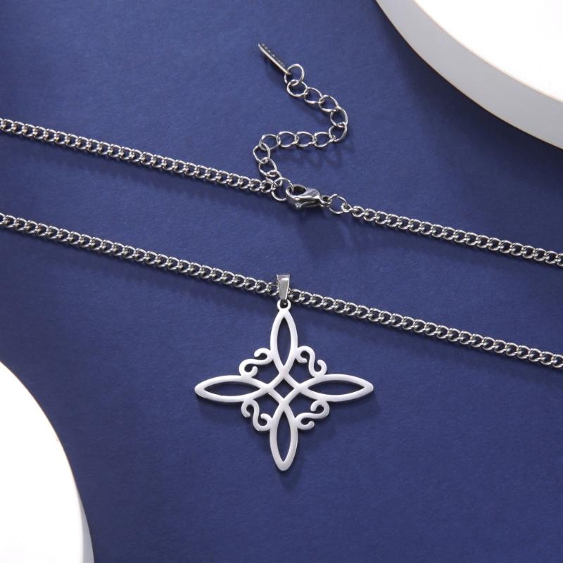 Fashion Celtic-Knot Pendant Necklace Witches-Knot Choker Chain Triquetra-Trinity Charm Clavicle Chain Jewelry Ornament