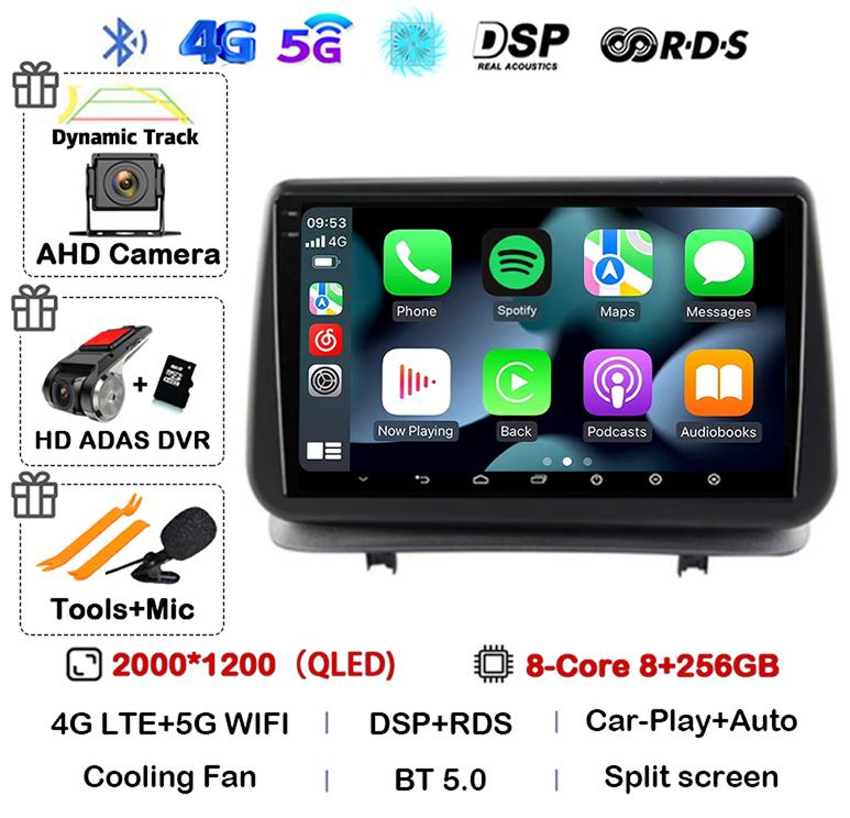 Android 14 Auto Carplay For Renault Clio 3 CLIO 3 2005-2014 WIFI+4G Car Radio Navigation GPS Stereo Video Player 360 Camera DSP