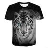 Fashion Men's T-Shirt Animal Tiger 3D Print Men's and Women's Summer Short Sleeve Round Neck Casual Top Outdoor Men's Clothing