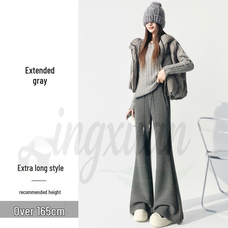 2026 Autumn/Winter Women’s High Waist Wide Leg Wool-Blend Velvet Trousers 2XL