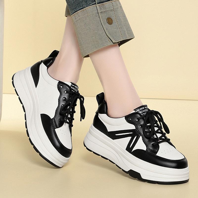 Spring Autumn White Shoes For Women New High-Elevated Thick-Soled Sports Board Shoes For Women Comfortable And Versatile
