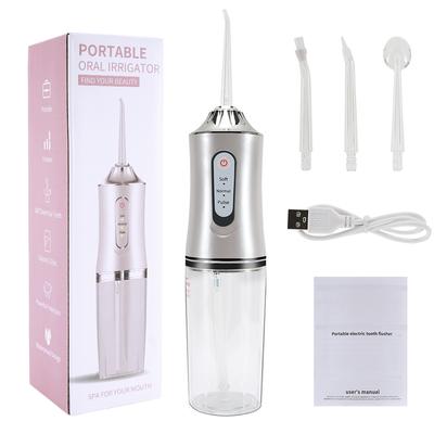 Hydropulseur Oral Rechargeable USB Nettoyeur Dentaire Portable à Eau 4 Jets Réservoir d'Eau 220ML Étanche Nettoyeur de Dents