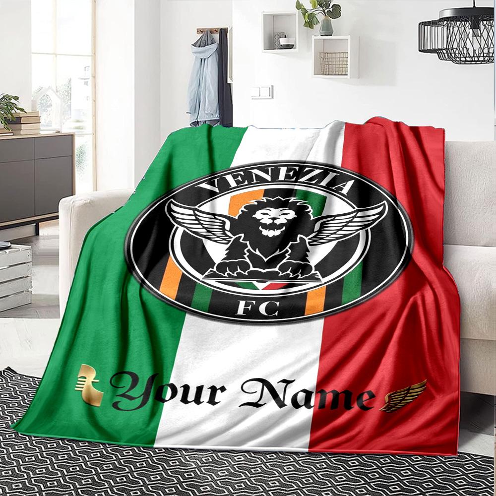Name Custom Venezia FC Print Flannel Blanket High Quality Warm Comfortable Cover for All Seasons Perfect for Gifts Home Decor