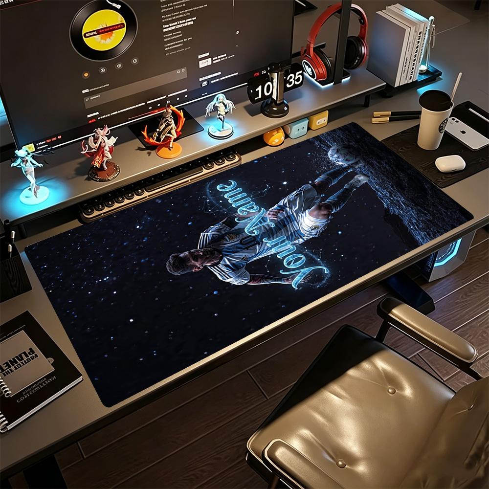 Football Messi Personalized Name Mouse Pad Gamer Mousepad Computer Desk Keyboard Mat Non-Slip Rubber Base Perfect Gift for Gamers