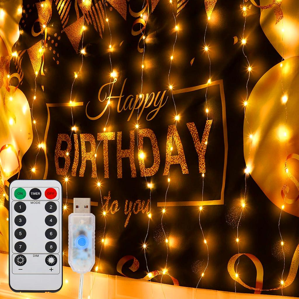1pc Curtain Lights, 300 LED Curtain Fairy String Lights With Remote, USB 8 Modes 9.8 × 9.8 Ft , Waterproof, Window Room Decor