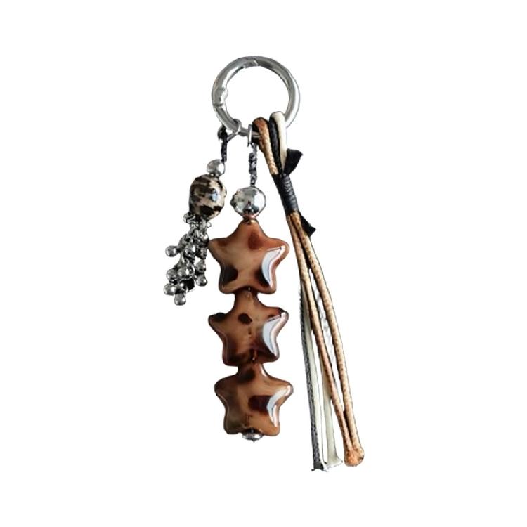 

Acrylic Leopard Print Star Bead Keychain Contemporary Pendant for Mobile Accessories Key Rings and Handbag Ornament 1
