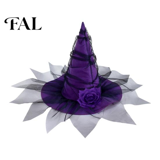Costume Accessory for Role Play Halloween Witch Hat Women, Gothic Mesh Rose Flower Versatile Dark Style Photo Shoot Wizard Costume, Cosplay фиолетовый