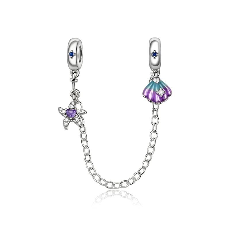 925 Silver Jellyfish Pendant Bead Sparkling Purple Charm for DIY Bracelet Jewelry Accessories Birthday Gift