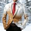 Herren Weihnachtsdruck Anzugjacke Langarm Business Casual für Herbst Winter Krawatte Nicht Enthalten