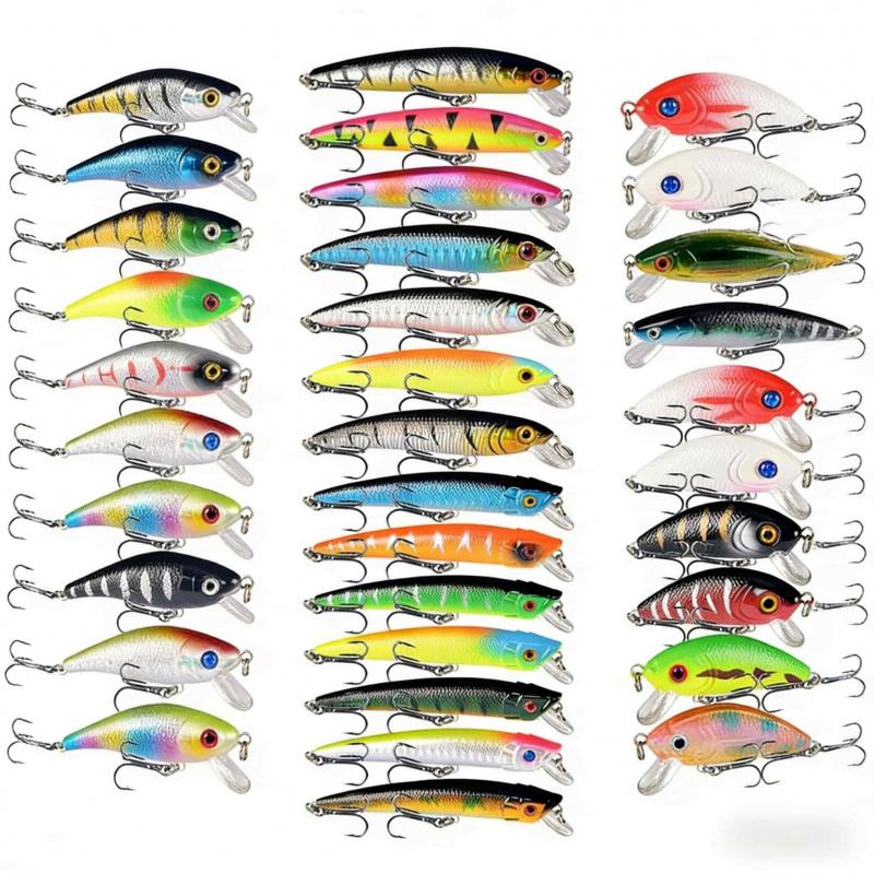 43Lure bait set with mixed Minnow and Popper hard baits, specially designed for fishing snakehead and bass