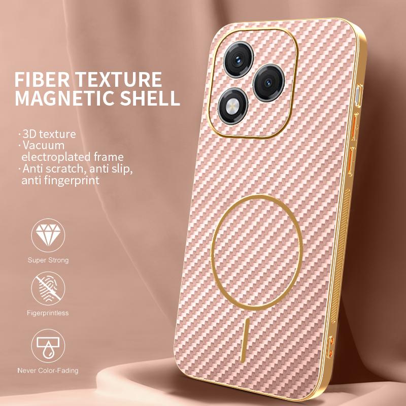 For Honor 400 Lite 5G Phone Case Carbon Fiber Textured Electroplated TPU Back Cover