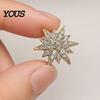 Shirt Collar Button 1/2Pcs Double-Layered Eight-Pointed Star Lapel Pin with Rhinestones, Thickened Alloy Star-shaped Brooch Safety Buckle
