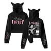 Stylish Women's Hooded Pullover Sweatshirt With Print, Trendy Long-sleeved Top.