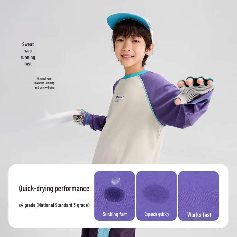 Boys  Quick-Dry Color-Block Long-Sleeve Tee 140