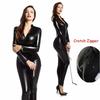 Halloween New Sexy Wetlook PVC Latex Bodysuit For Women Double Zipper Open Crotch Nightclub Dance Wear Leather