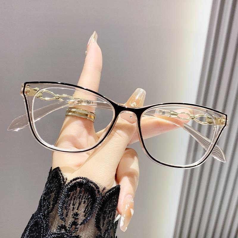 Cat Eye Reading Glasses Women Fashion Anti-Blue Light Metal Chain Legs Eyeglasses Vintage Presbyopic Eyewear