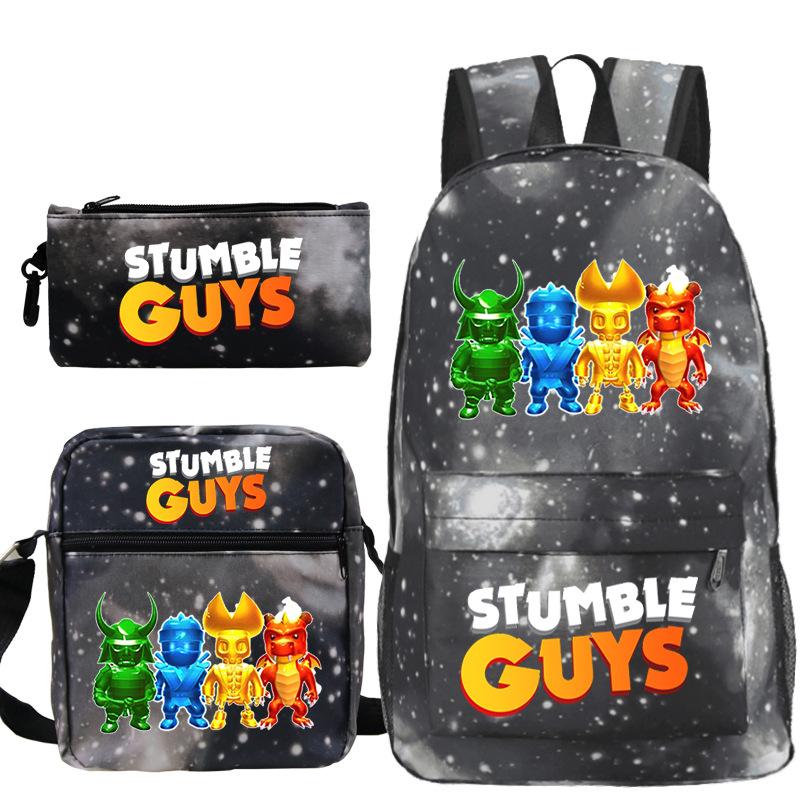 Popularny gadżet do gry Stumble Guys Collision Party Drukowany tornister Plecak studencki Zestaw trzyczęściowy