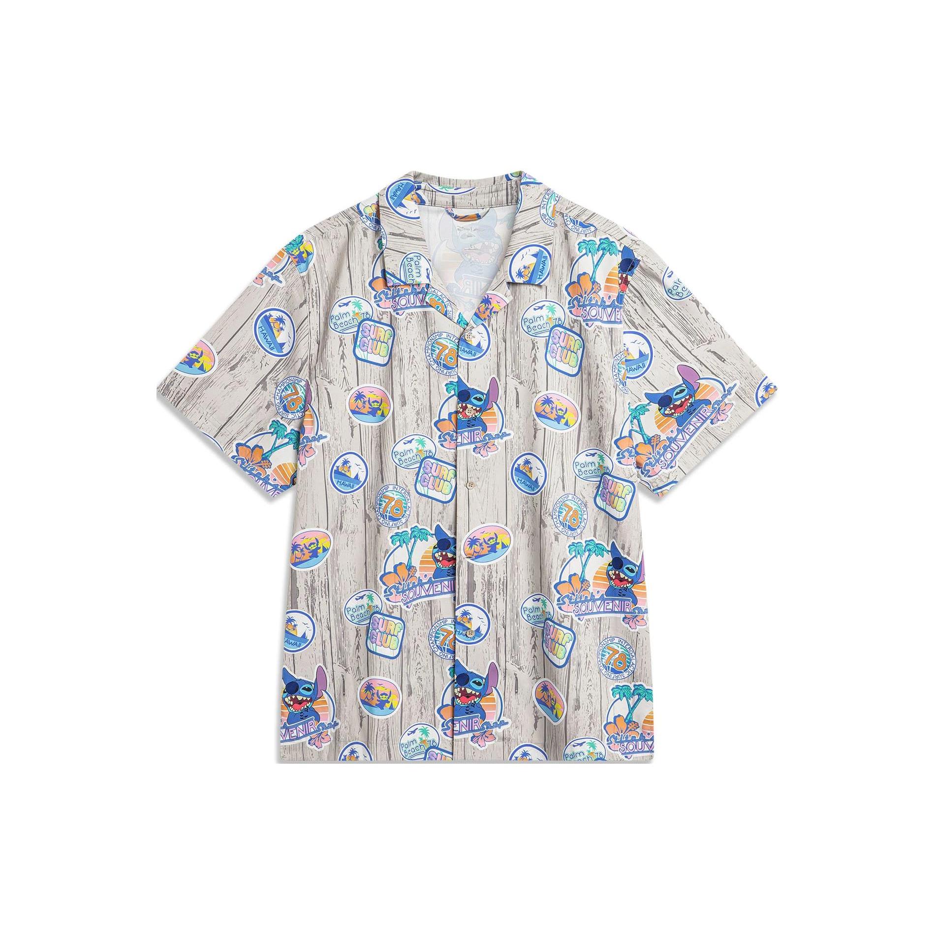 Li Ning x DISHINISHIDIQI,LIANMINGKUAN Disney Shirt Men s Wood Grain All Over Print ASHU243-4 L