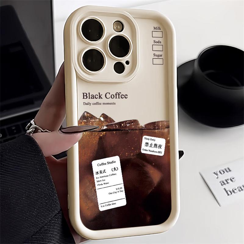 Coffee Phone Case For iPhone 15 Pro Case For iPhone 11 16 12 13 14 Pro Max XR XS 7 8 Plus SE Candy Color Shockproof Bumper Cover