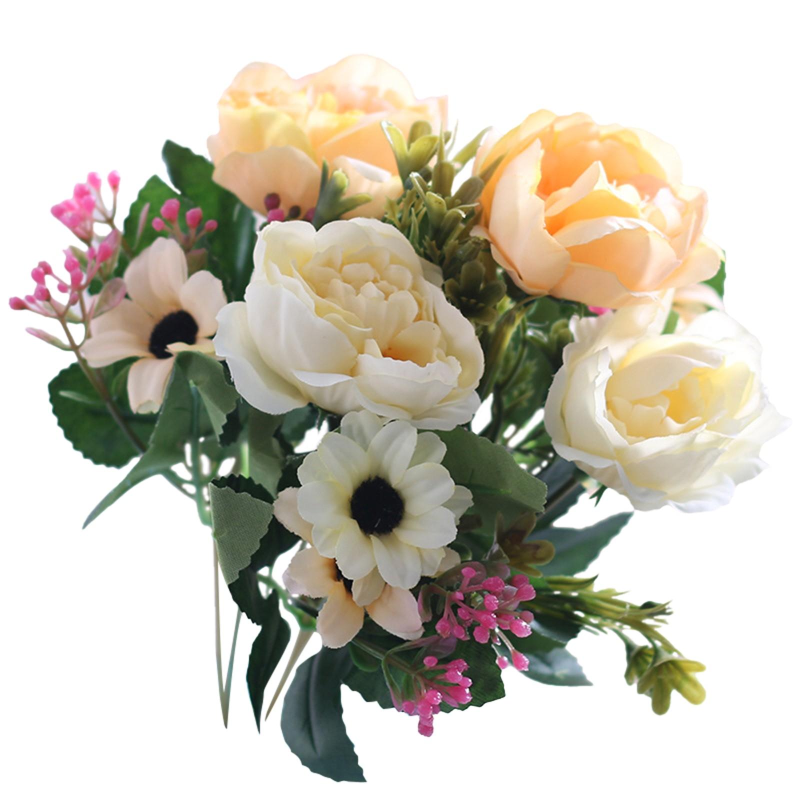 

30cm High Quality Peony Flowers Silk Artificial Bouquet Babybreaths Accessories DIY Small Fake Daisy Flowers Wedding Home Decor One Size шампанського