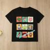 Cotton short-sleeved children's toy cartoon print boys'sports shirt for ages 1-12, casual top summer T-shirt with cartoon design