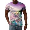 Summer Landscape Pattern T-shirts Casual Personality Hip-hop Trend Round Neck Tees Fashion Men's Street Cool Short-sleeve Top