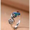 Adjustable Open Ring With Enamel Koi Fish Design Vintage Retro Style Plated Finger Women Men