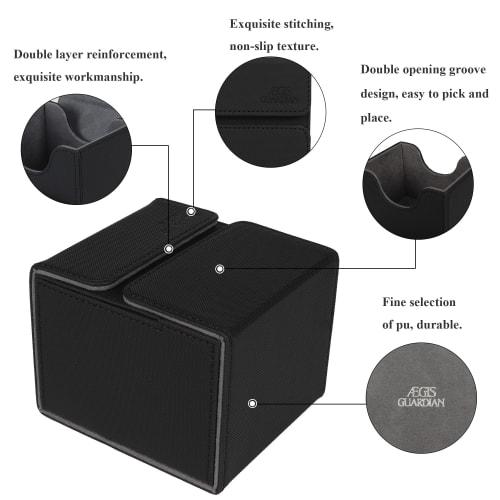 AEGIS GUARDIAN Card Deck Box with Dice Tray for MTG Cards, Commander Deck Box, Fits Over 150 Sleeved Cards, PU Leather Card Storage Box with Strong Ma