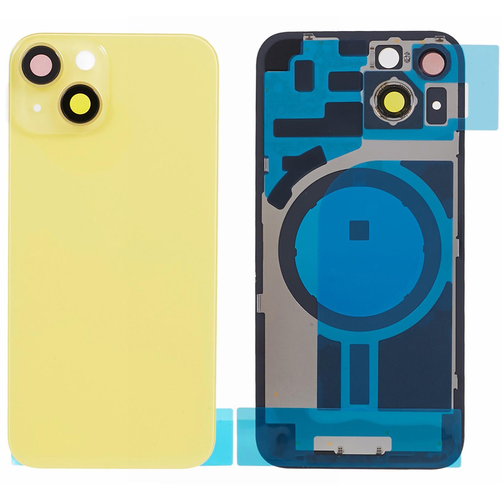 

For iPhone 14 Plus Battery Housing with Bracket+Camera Lens Cover+Magnetic Ring Replacement Part (without Logo) Yellow