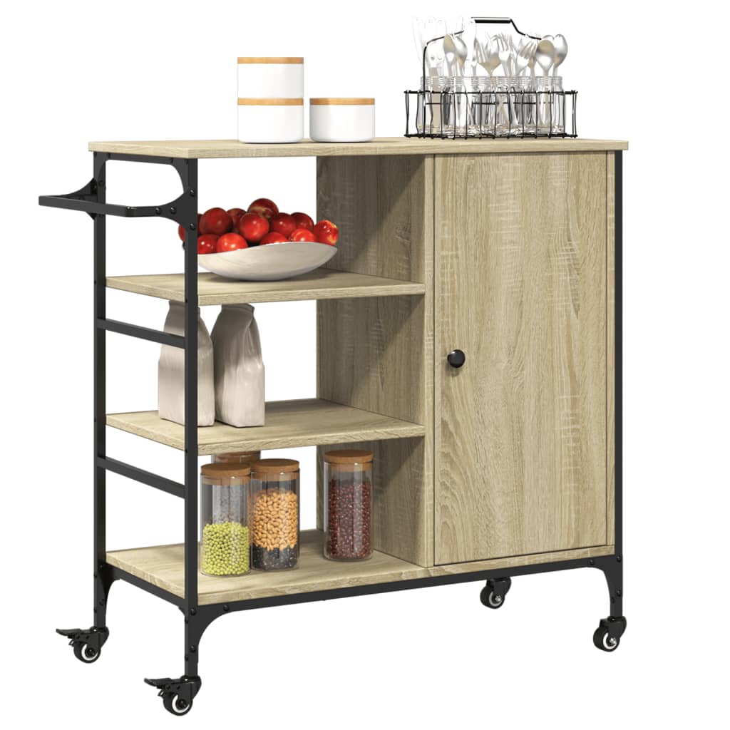 Kitchen Trolley in Sonoma Oak Finish 87.5 x 38.5 x 84.5 cm Particleboard