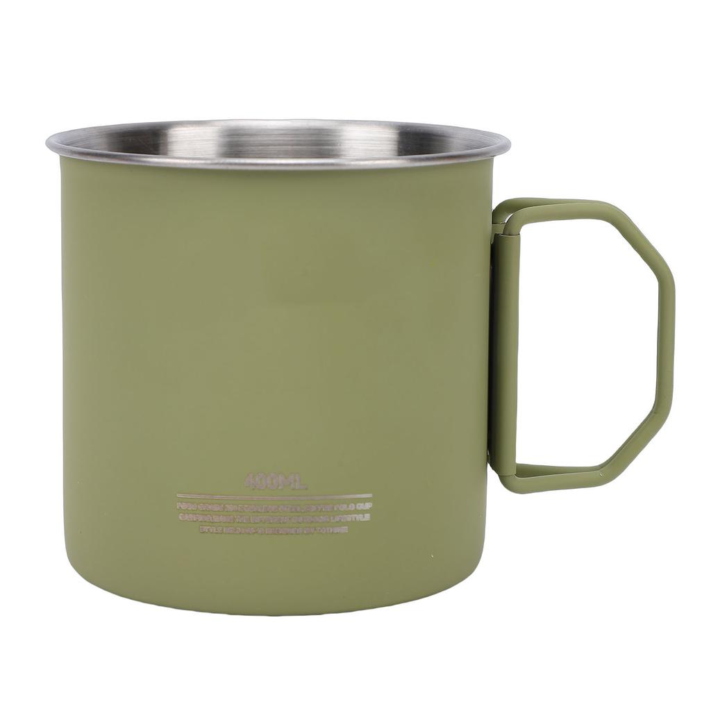 Camping Mug, 400ml 304 Stainless Steel Portable Water Cup with Hexagonal Folding Handle, for Outdoor Picnic Hiking Travel