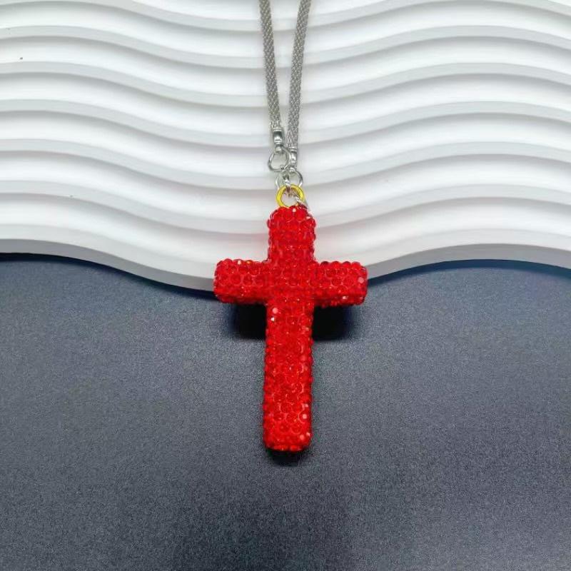 Modischer Kreuzanhänger Auto Innendekoration Exquisite Diamantbesetzte Auto Rückspiegel Zubehör Geschenk