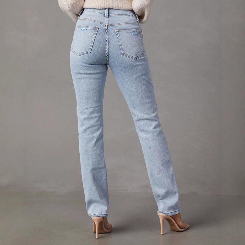 Frühling und Herbst Neue High Waist Helle Farbe Jeans Damen Temperament Pendler Skinny Straight Pants Hose