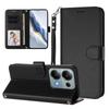 For Xiaomi Poco M6 Pro 4G/Xiaomi Redmi Note 14S 4G/Xiaomi Redmi Note 13 Pro 4G Leather Case Wallet Stand Phone Cover with Wrist Strap