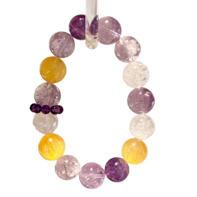 Gold Mist Purple Natural Amethyst Crystal Bracelet Women Fashion Healing Stone Jewelry