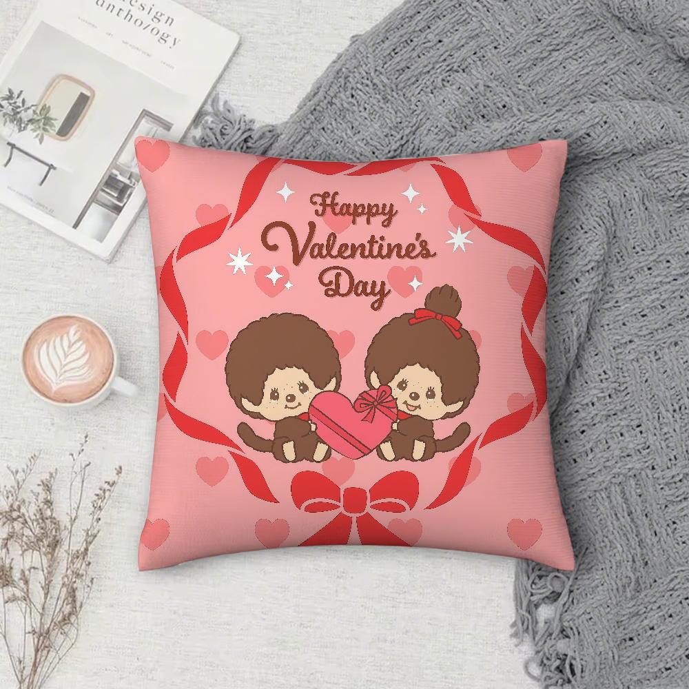 Cartoon M-M-Monchhichis Anime Pillow Case Square Double-Sided Printing Sofa Cushion Cover Pillowcase Bedroom Bedside