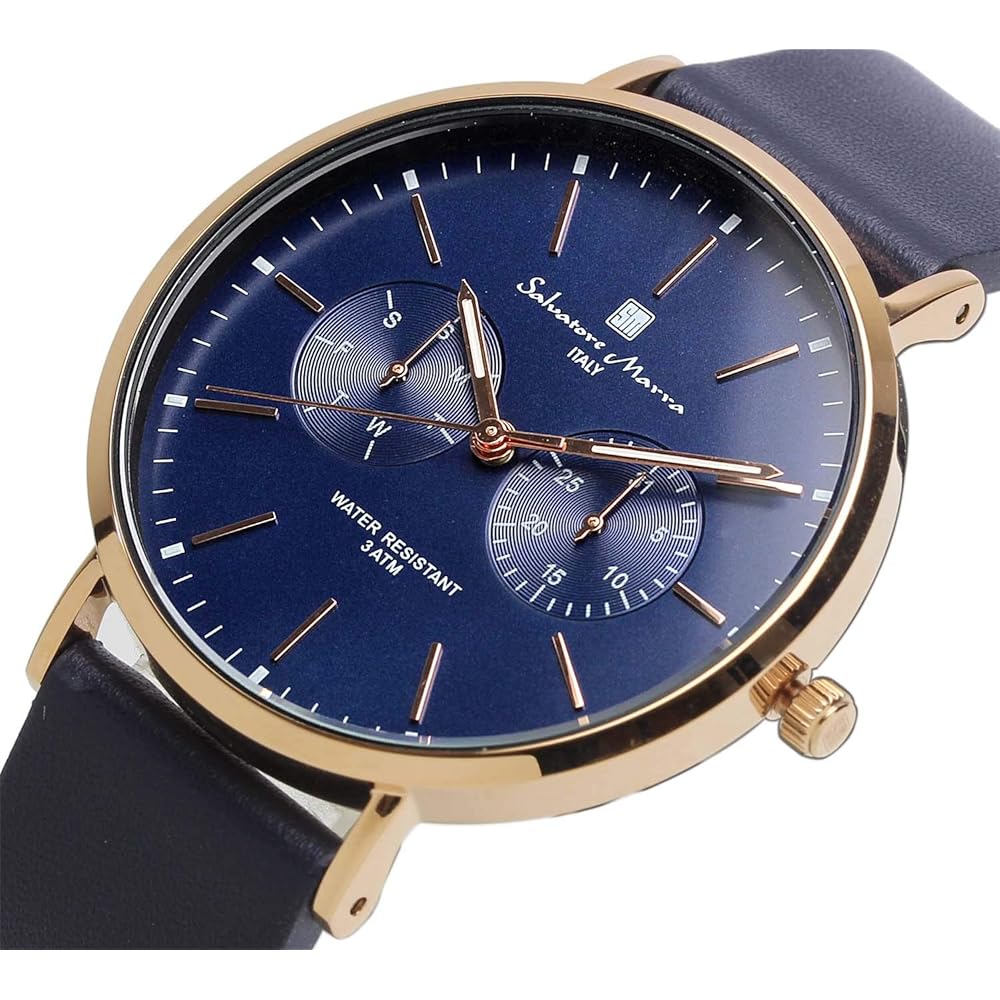 Salvatore Marra Unisex Quartz Watch with Calendar Navy Rose 40mm