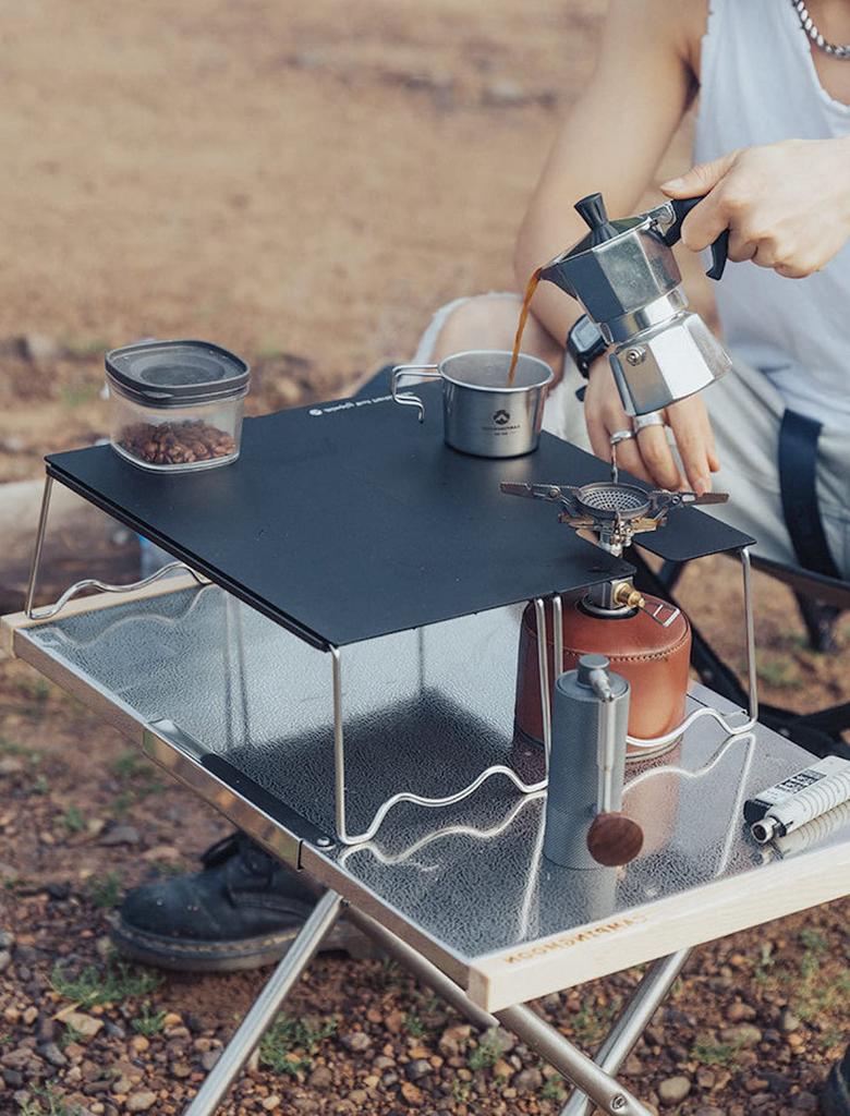CAMPING MOON Solo Kitchen Single Burner Soto Windmaster Amicus Compact Stove Heat Insulation Table Solo Table Aluminum Table with Storage Bag Camping