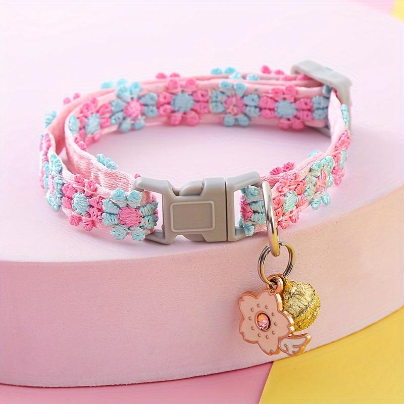 Colorful Lace Flower Cat Collar with Bell - Pet Necklace Jewelry for Cats and Puppies