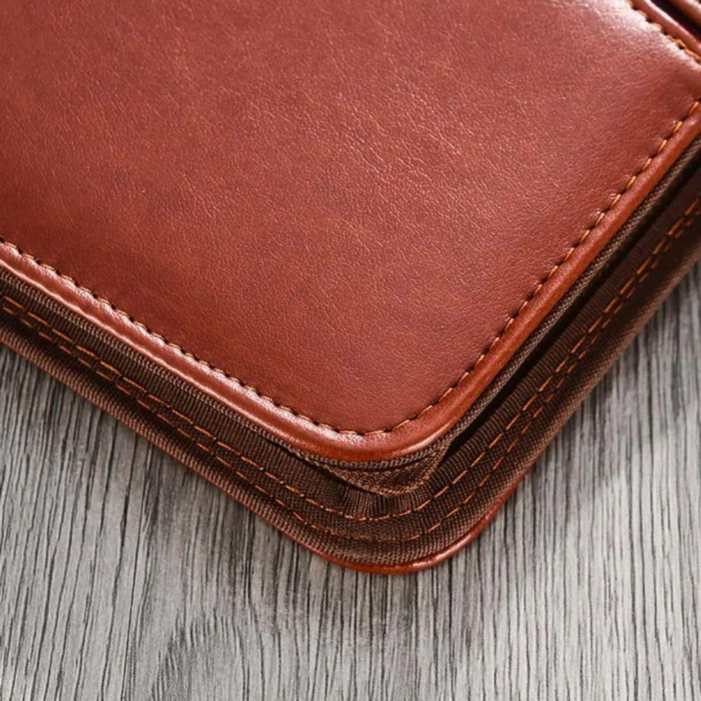 PU Leather A4 File Folder with Zipper Business Manager Clip  For Office School Supplies