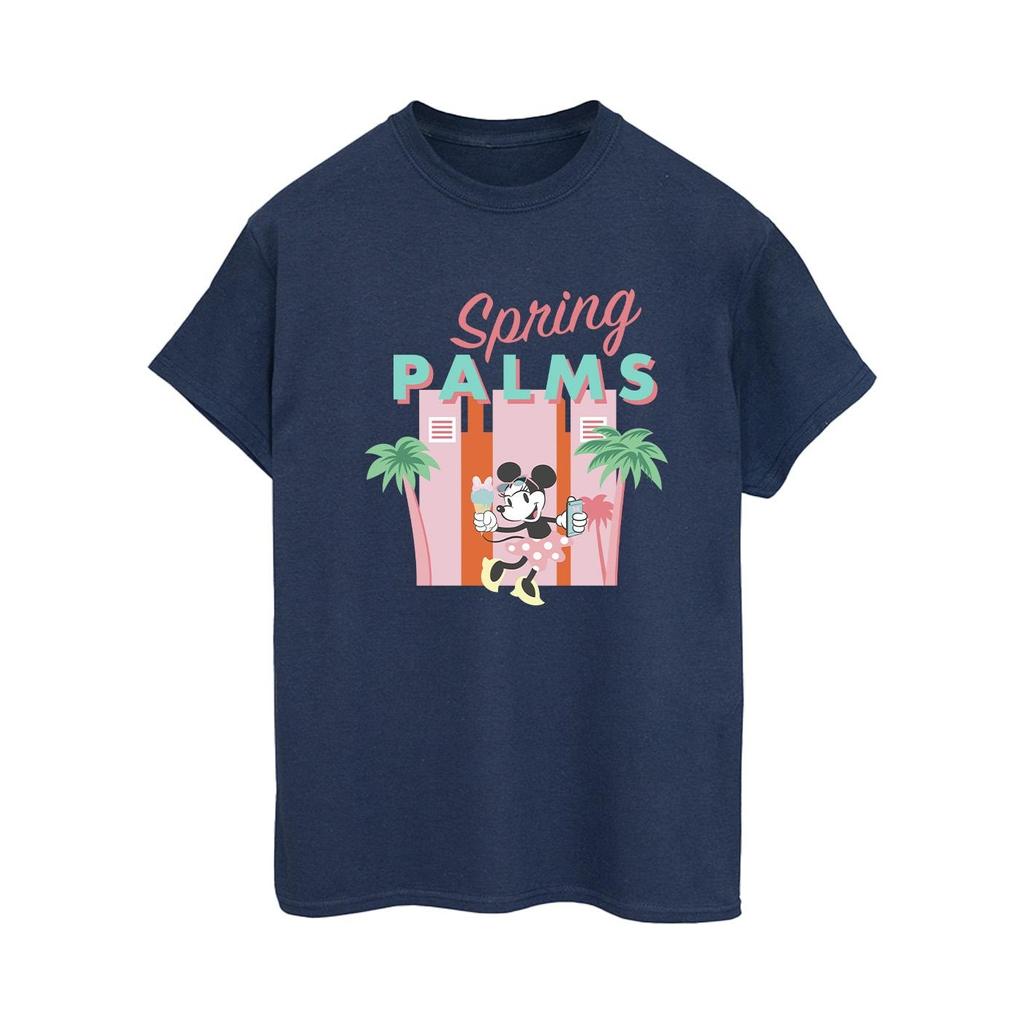 Disney Womens/Ladies Minnie Mouse Spring Palms Cotton Boyfriend T-Shirt