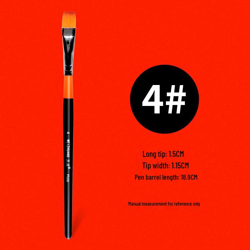 Nylon Bristle Flat Head Brush for Gouache, Watercolor, Acrylic, and Oil Painting