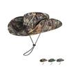 New Leaf Camouflage Outdoor Bucket Hats For Women Men Big Brim Drawstring Cap Panama Sunhat Hiking Fishing Hat Fisherman Caps