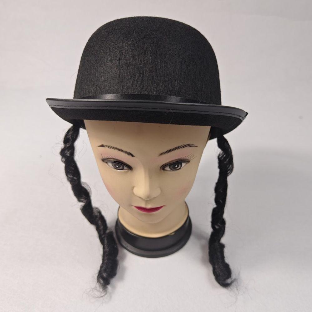 Black Color Braided Top Hat Photography Wear Bowler Hat Classical Round Dress Hat Halloween