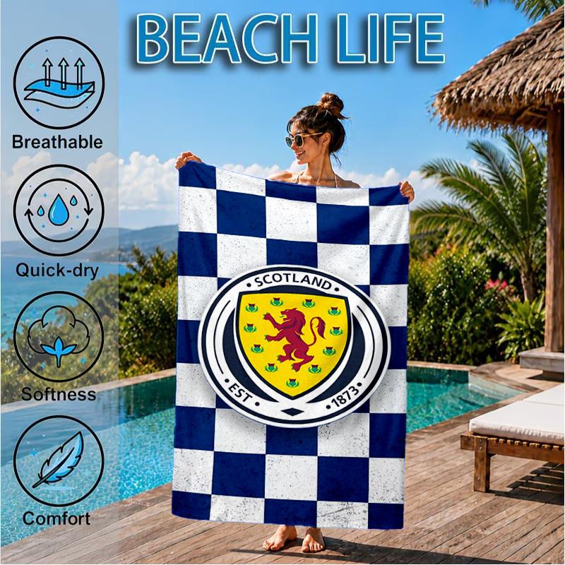 Asciugamano da Spiaggia con Emblema del Leone Rampante della Scozia, Asciugatura Rapida, Facile da Curare, Adatto Sia per il Fitness che per le Vacanze al Mare, Essenziale per lo Sport
