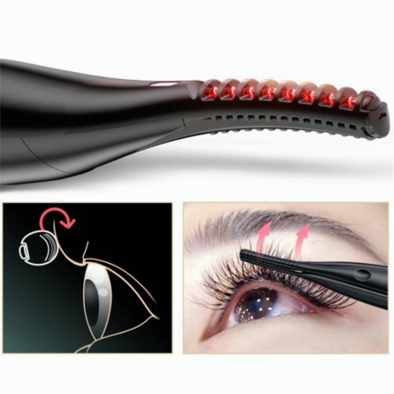 USB Rechargeable Electric Heated Eyelash Curler Long Lasting Makeup Tool