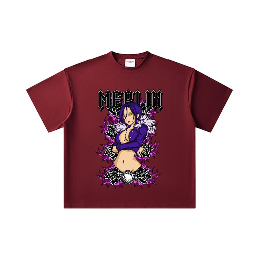 260 GSM Double Yarn 32 Count 100% Cotton Seven Deadly Sins V8 Merlin Print Unisex Heavy Cotton T Shirt… More