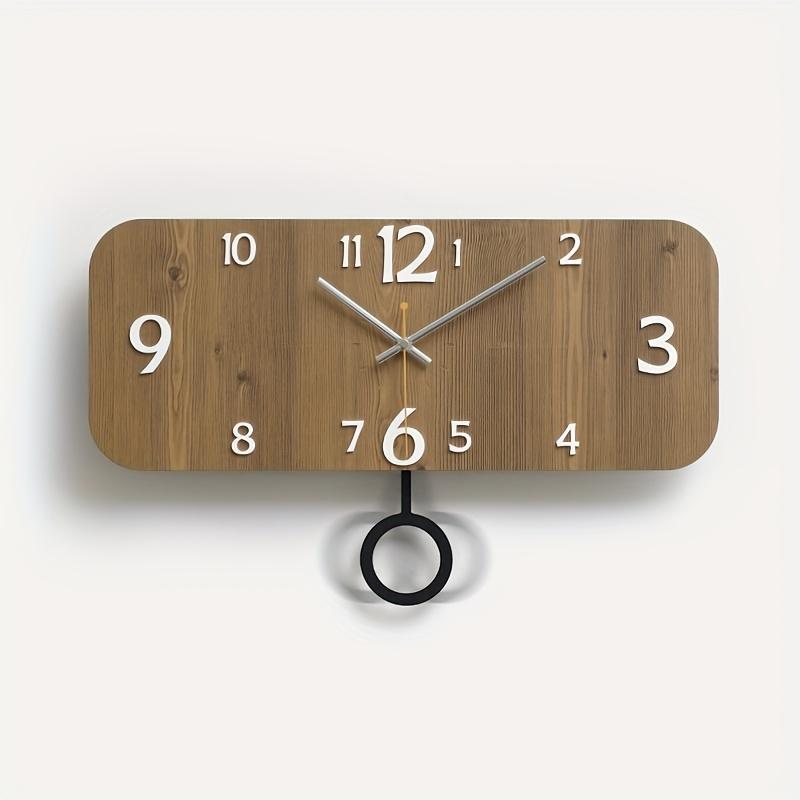 Geräuschlose Wanduhr mit Schwenkmechanismus, modernes rechteckiges Design, kräftige gelbe Ziffern auf schwarzen Zeigern, batteriebetrieben (AA-Batterie nicht enthalten), für das Wohnzimmer.