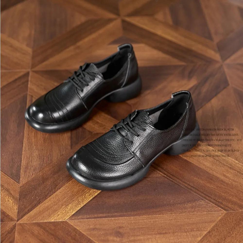 Small Leather Shoes For Women Autumn Leather Casual Shoe Woman Low Order Shoes Women'S Lace Up Leather Shoe Womens High Heels