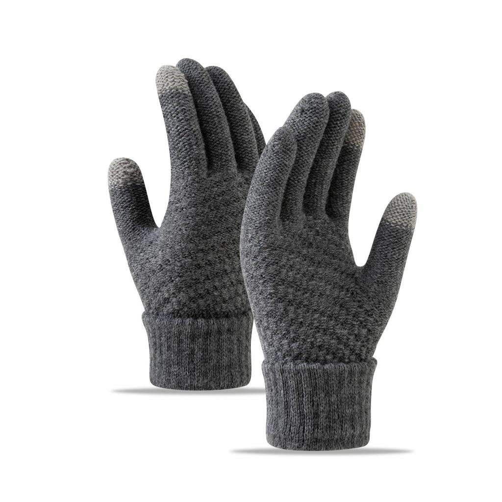 Women's Winter Velvet-Lined Touchscreen Knit Gloves - Cute, Thick, Korean Style, Cold-Proof